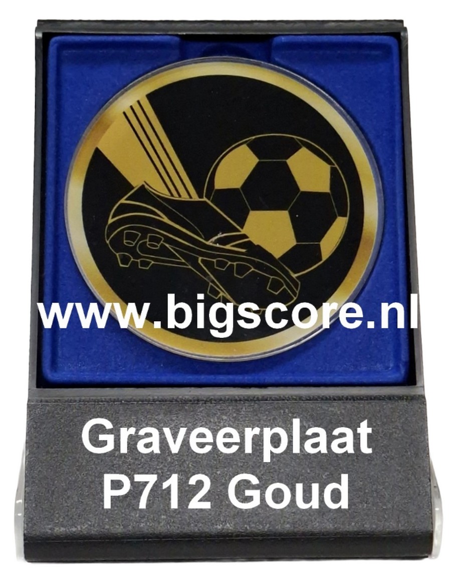 Voetbal Acryl in medailledoosje Blauw-Zwart G/Z/B
